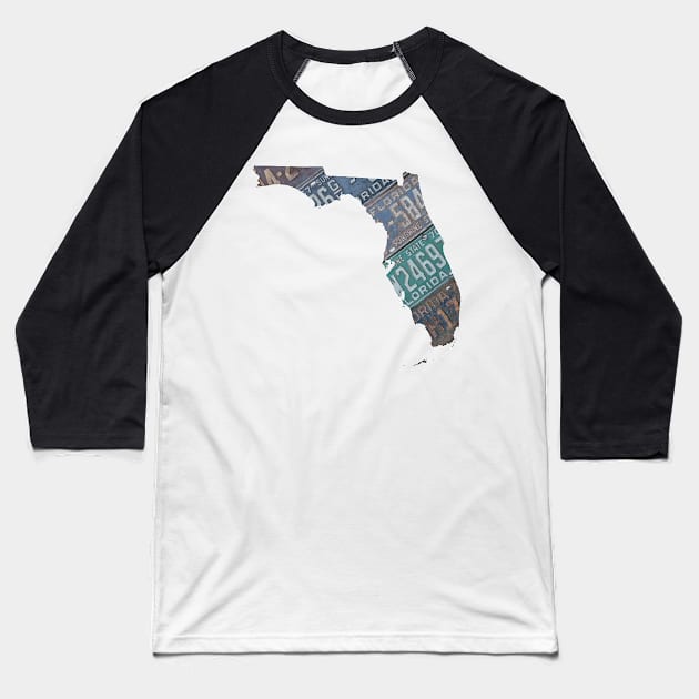 Vintage Florida License Plates Baseball T-Shirt by juniperandspruce